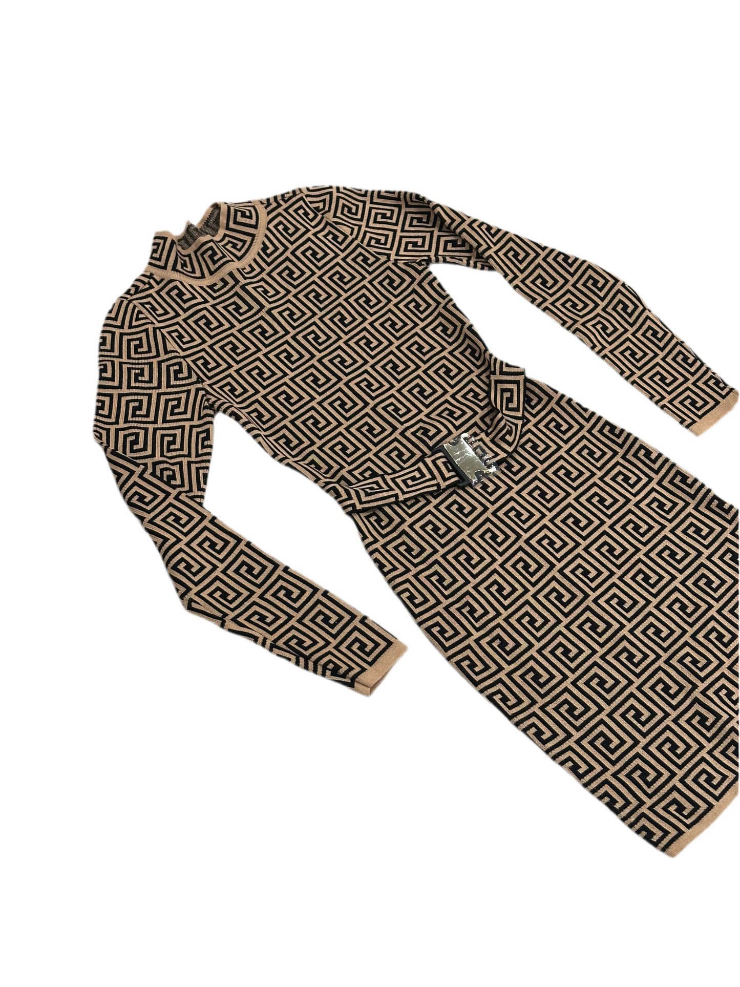 Tan Dress w/ Black Design
