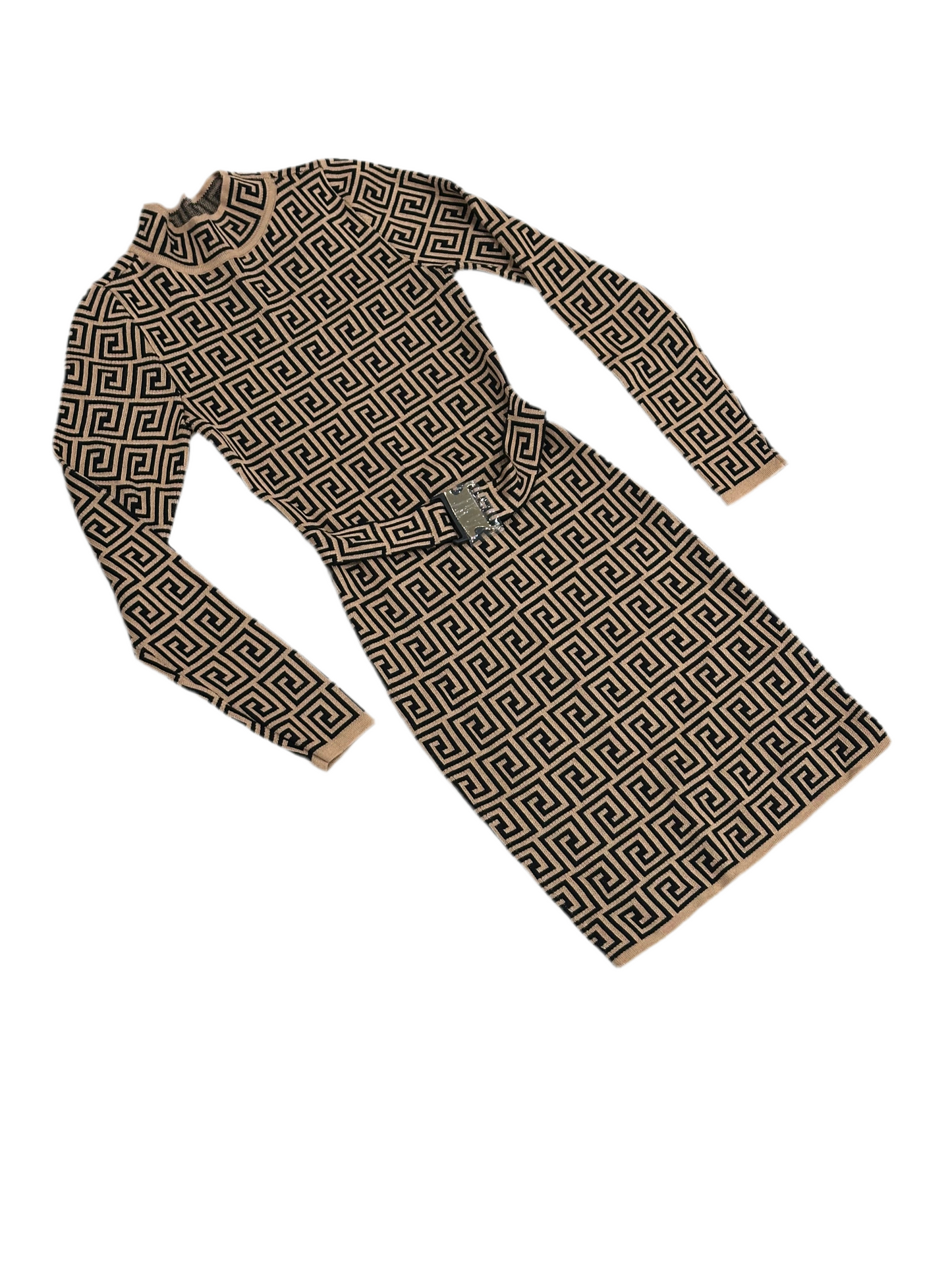 Tan Dress w/ Black Design