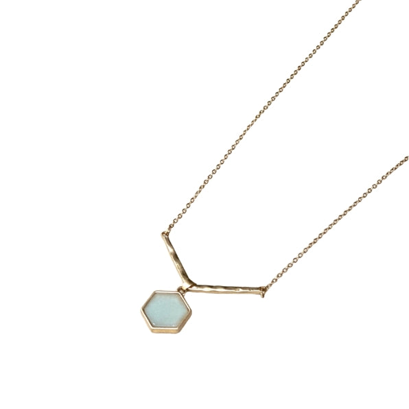 Gold Natural Stone Pendant Necklace 2
