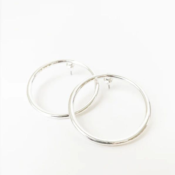 Medium Silver Hoop Earrings