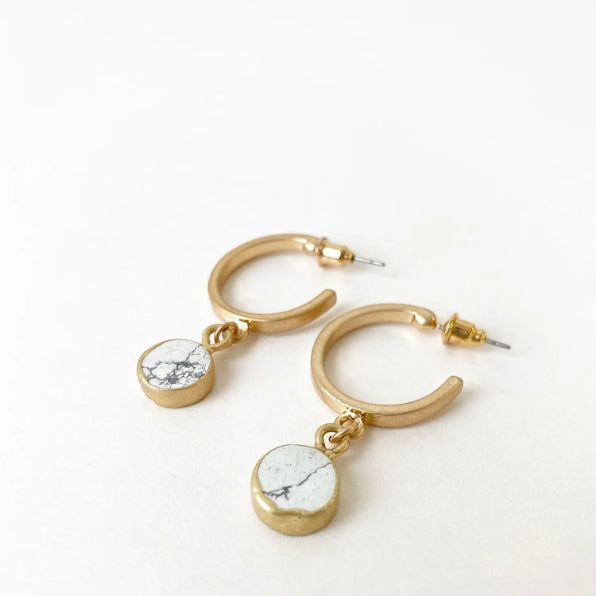 Natural Stone Hoop Earrings