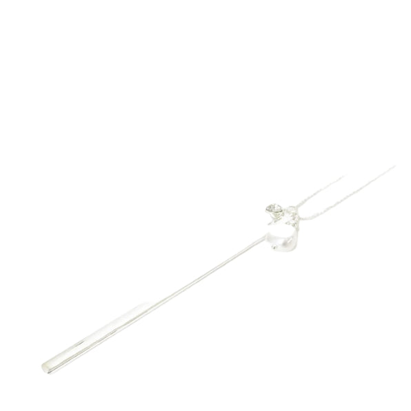 Necklace w/ Stick Pearl and Crystal Pendant