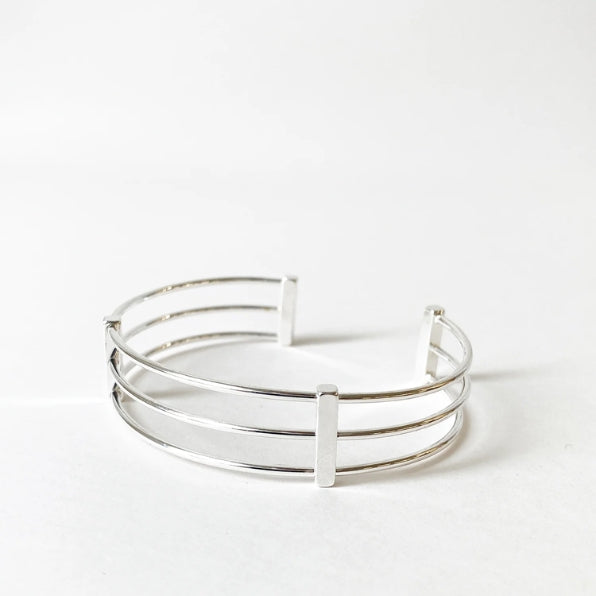 Three-Row Silver Bracelet