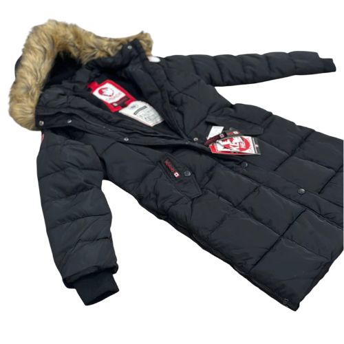 Canada Weatergear, Black Coat w/ Faux Fur Hood Trim
