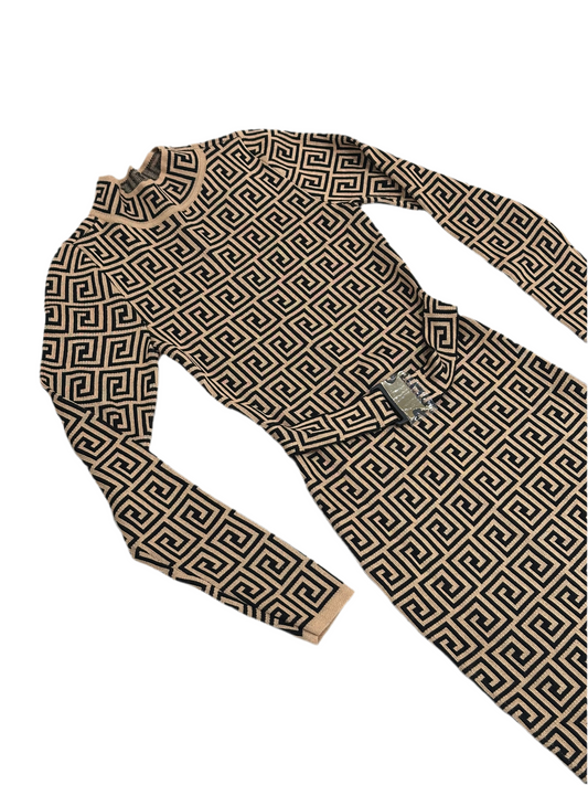 Tan Dress w/ Black Design
