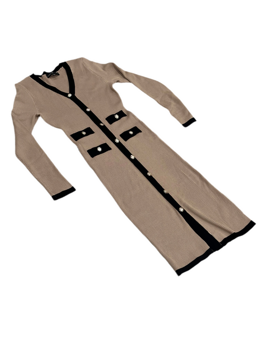 Tan Dress w/ Black Trim