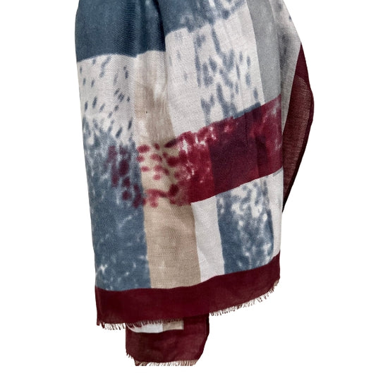Burgundy, Navy, Neutral Abstract Scarf