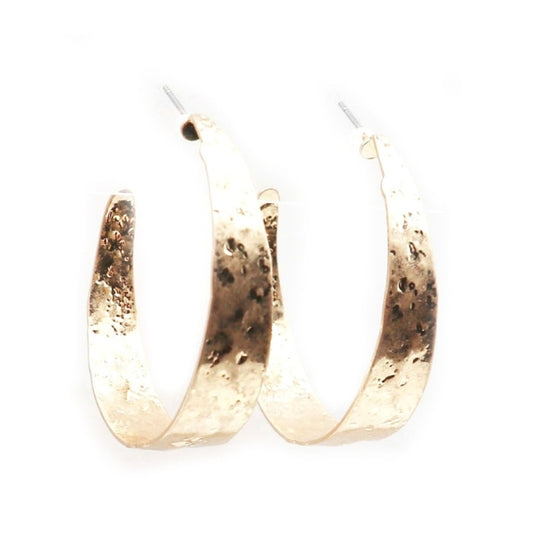 Gold Textured Hoop Earrings