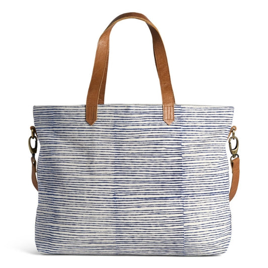 JOYN Tote Bag - Navy Pinstripes 