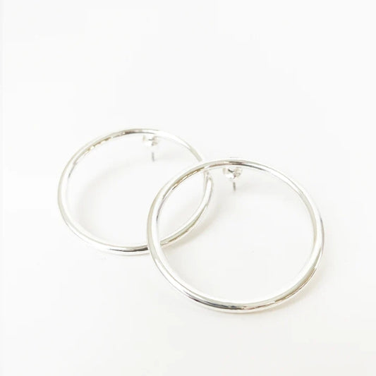 Medium Silver Hoop Earrings