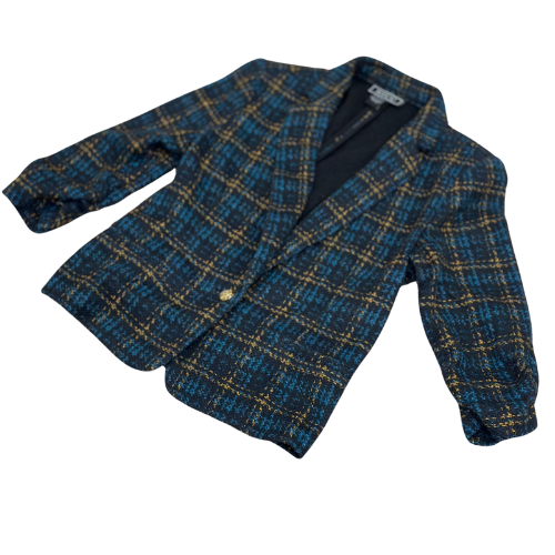 Navy Plaid Jacket w/ Yellow