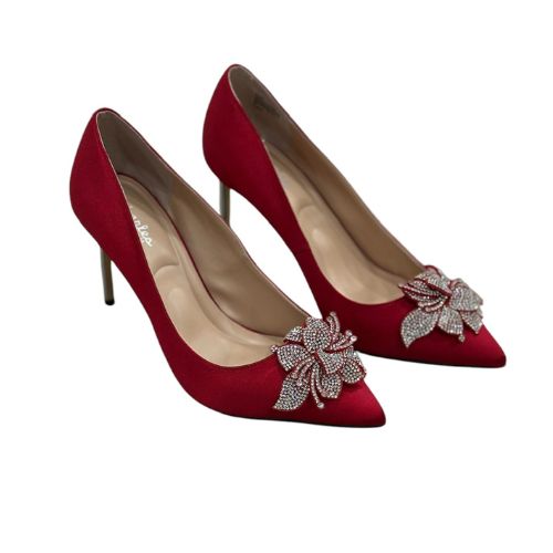 Red Satin Shoes w/ Rhinestones